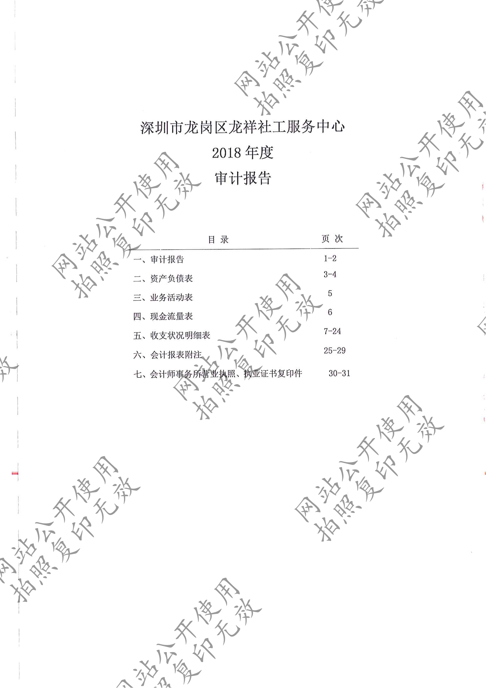 龙祥社工2018年度财务审计报告