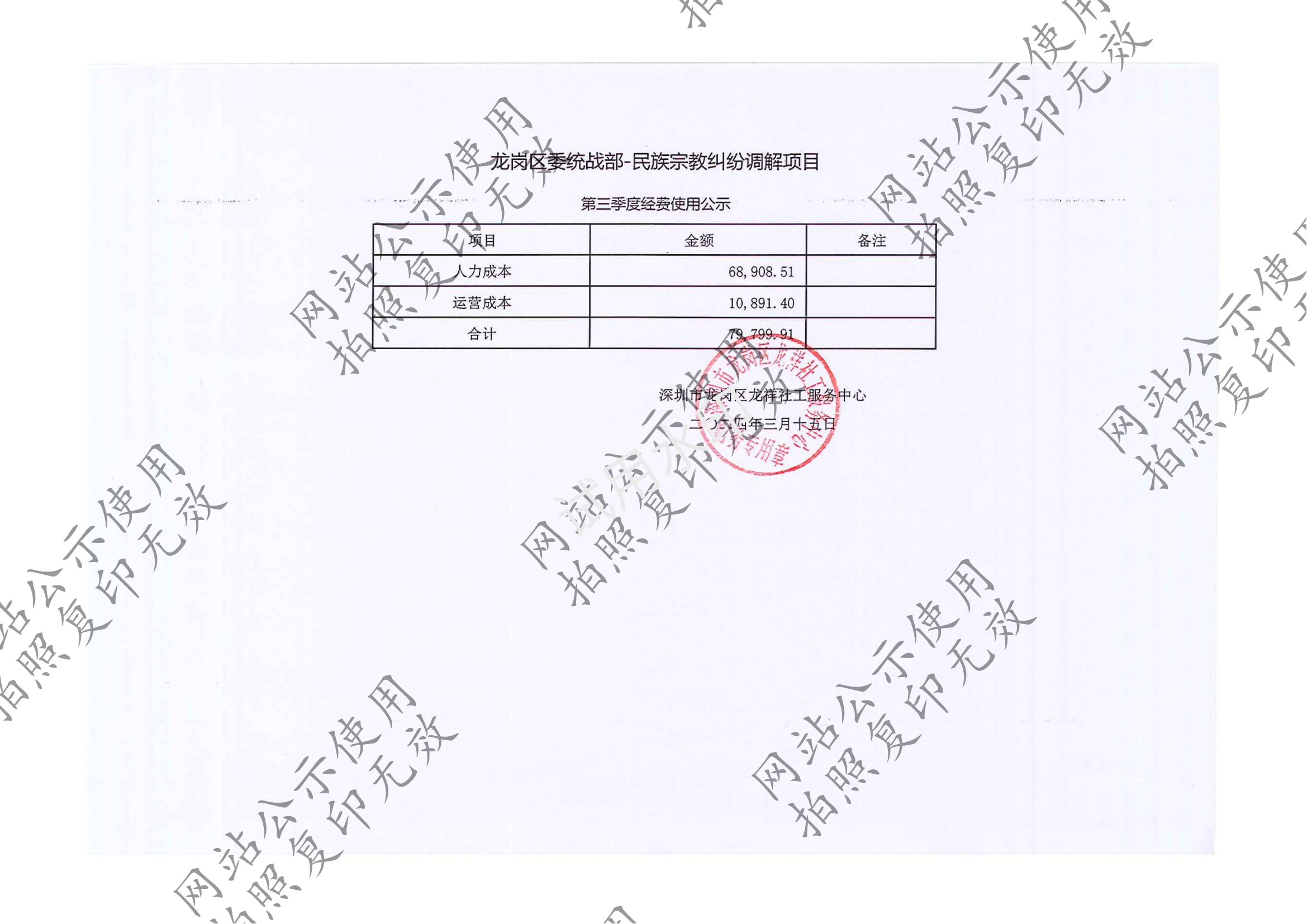 龙祥社工2024年2月份项目经费使用公示