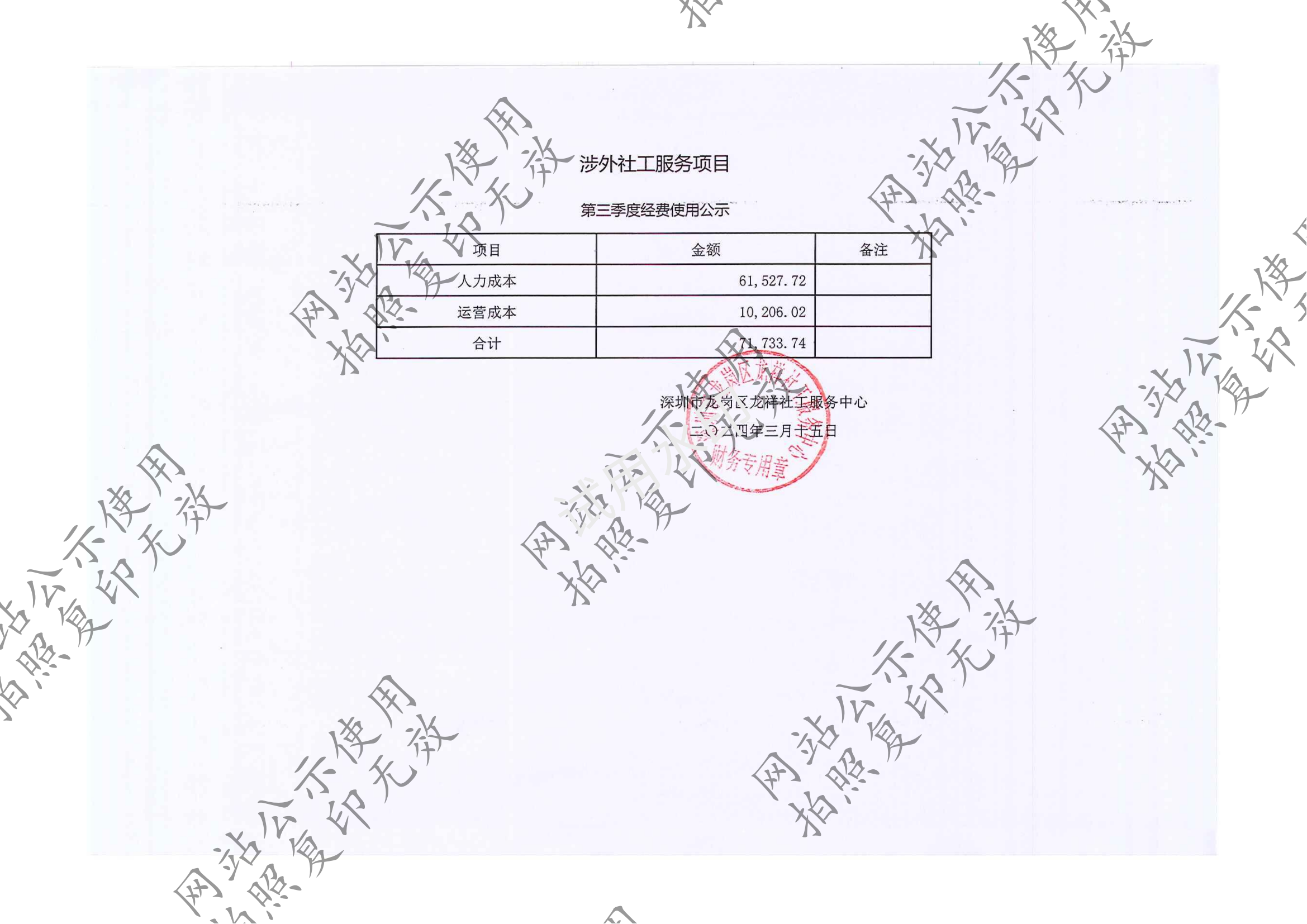 龙祥社工2024年2月份项目经费使用公示