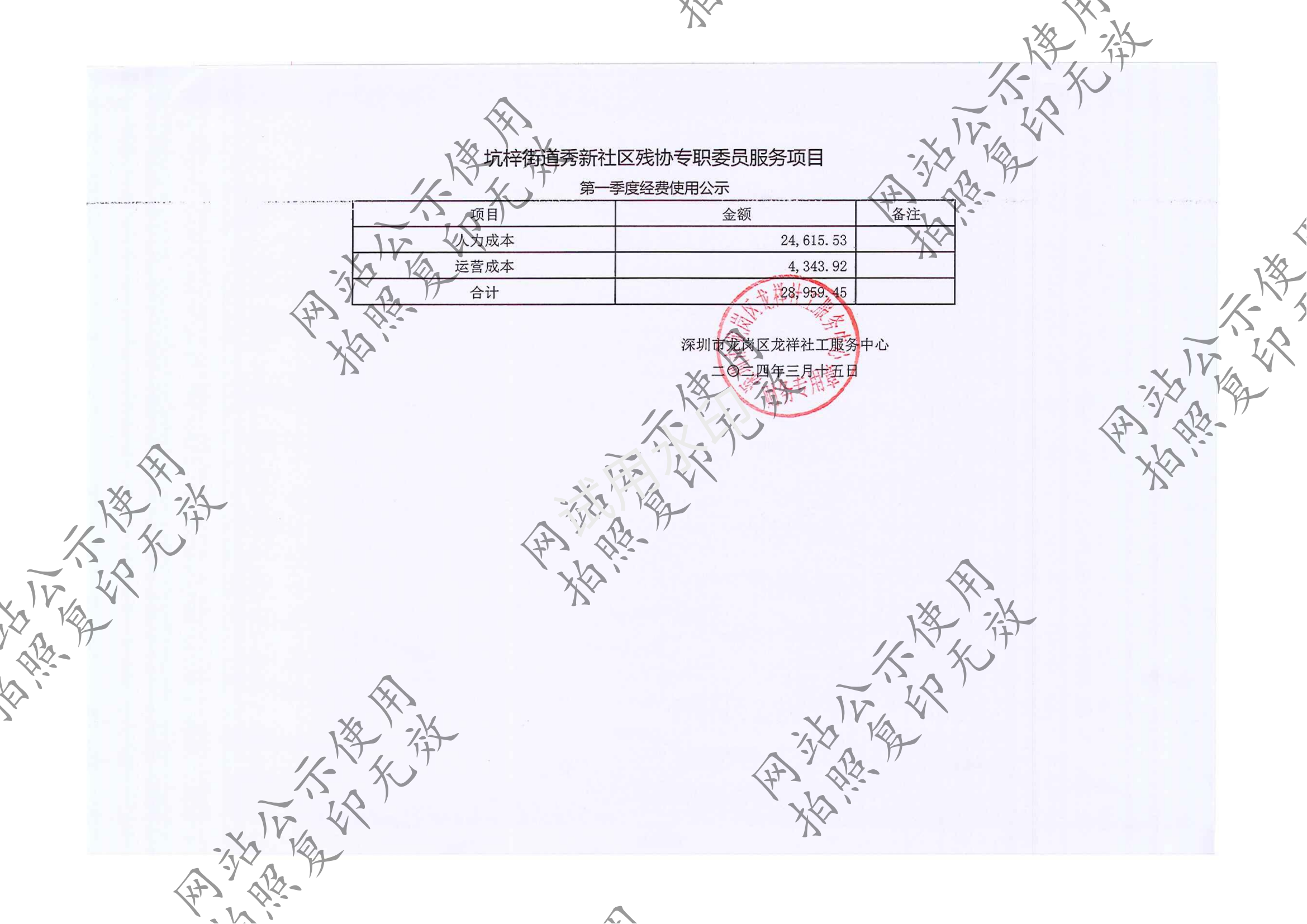 龙祥社工2024年2月份项目经费使用公示