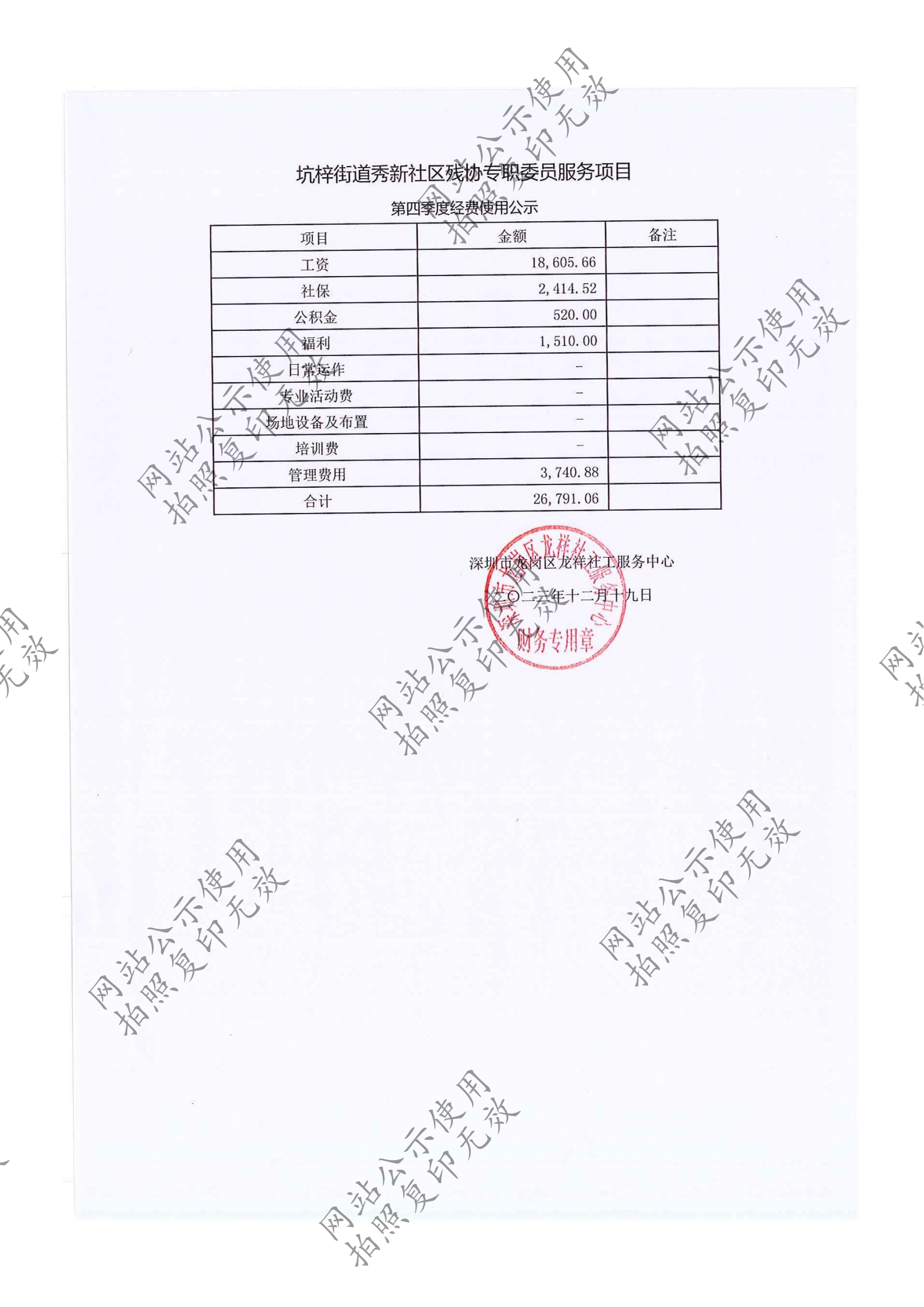 龙祥社工2023年11月份项目经费使用公示