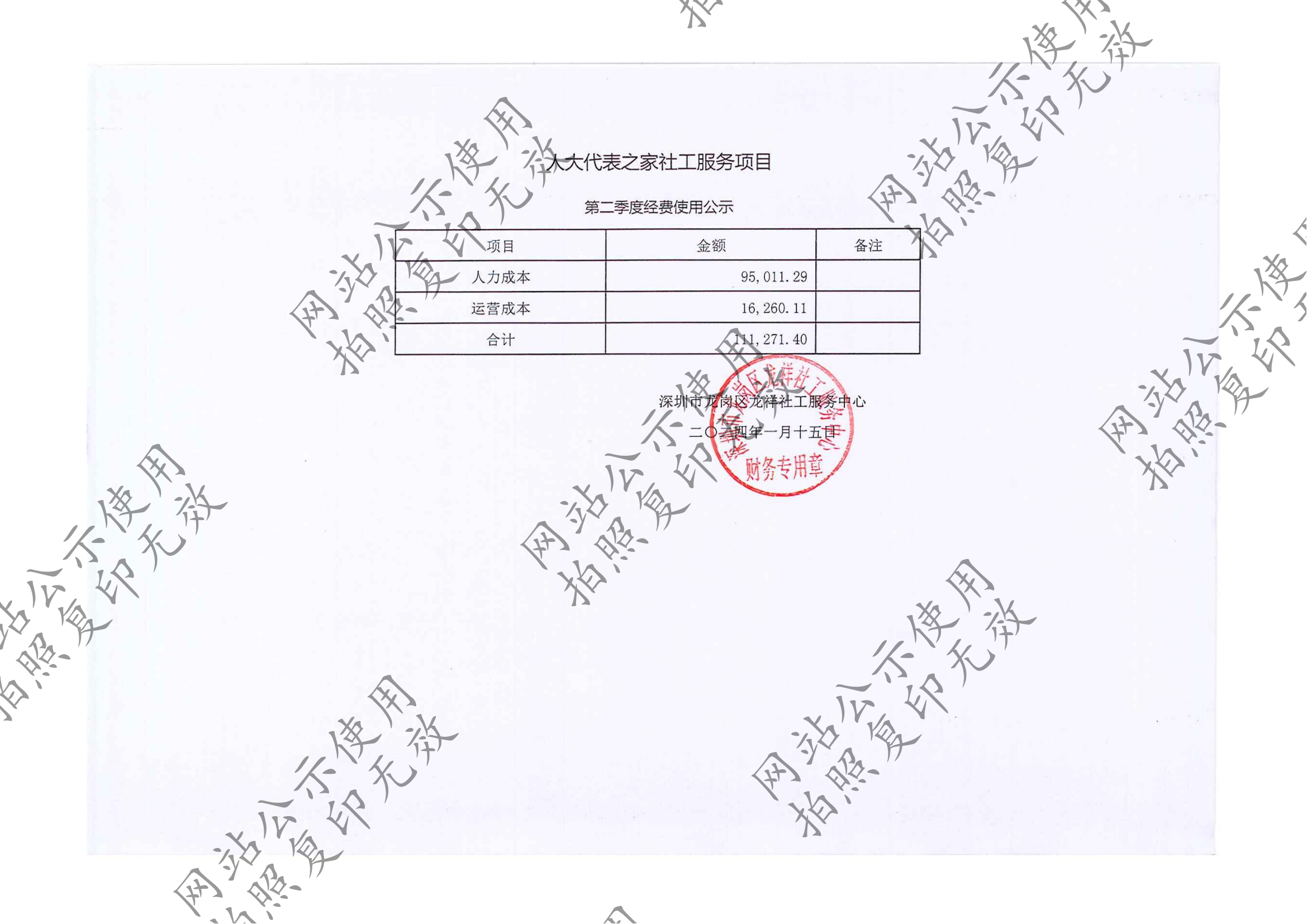 龙祥社工2023年12月份项目经费使用公示