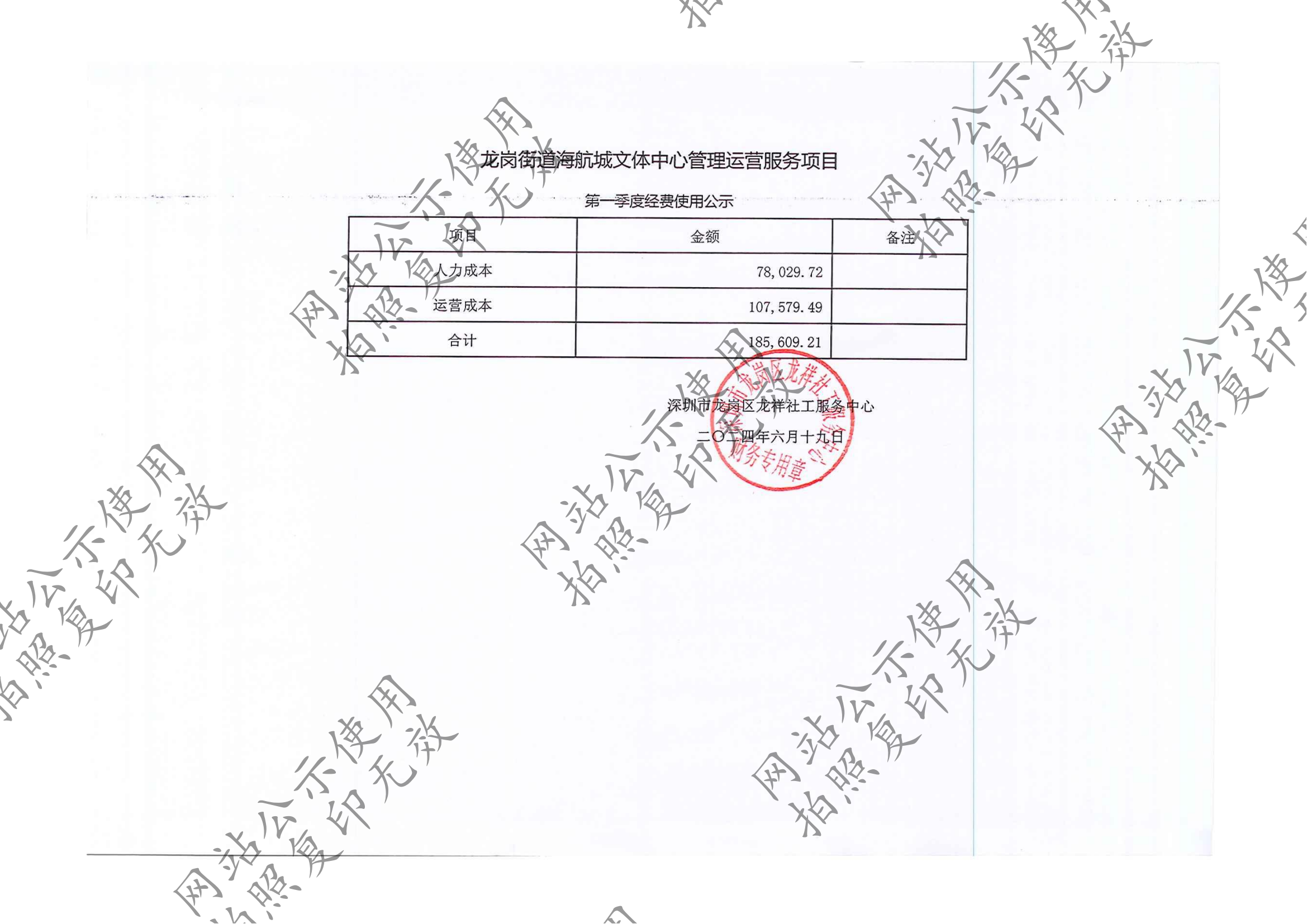 龙祥社工2024年5月份项目经费使用公示